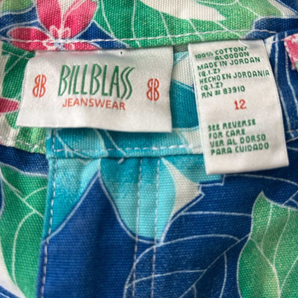 Bill Blass Floral Capris - Blue and Green